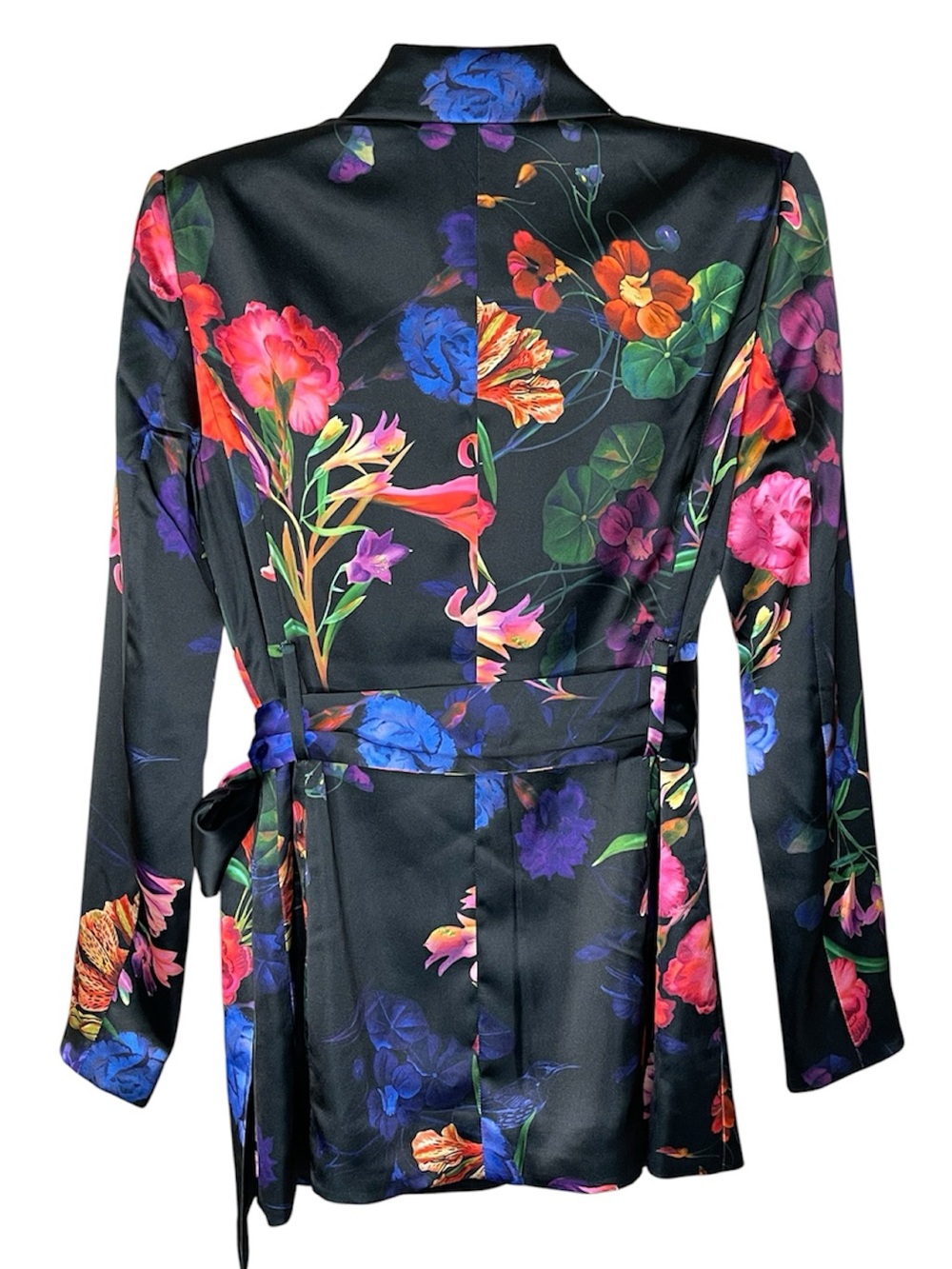 INC International Concepts Black Satin Blazer with Floral Accents Sz S NWT - Picture 3 of 6